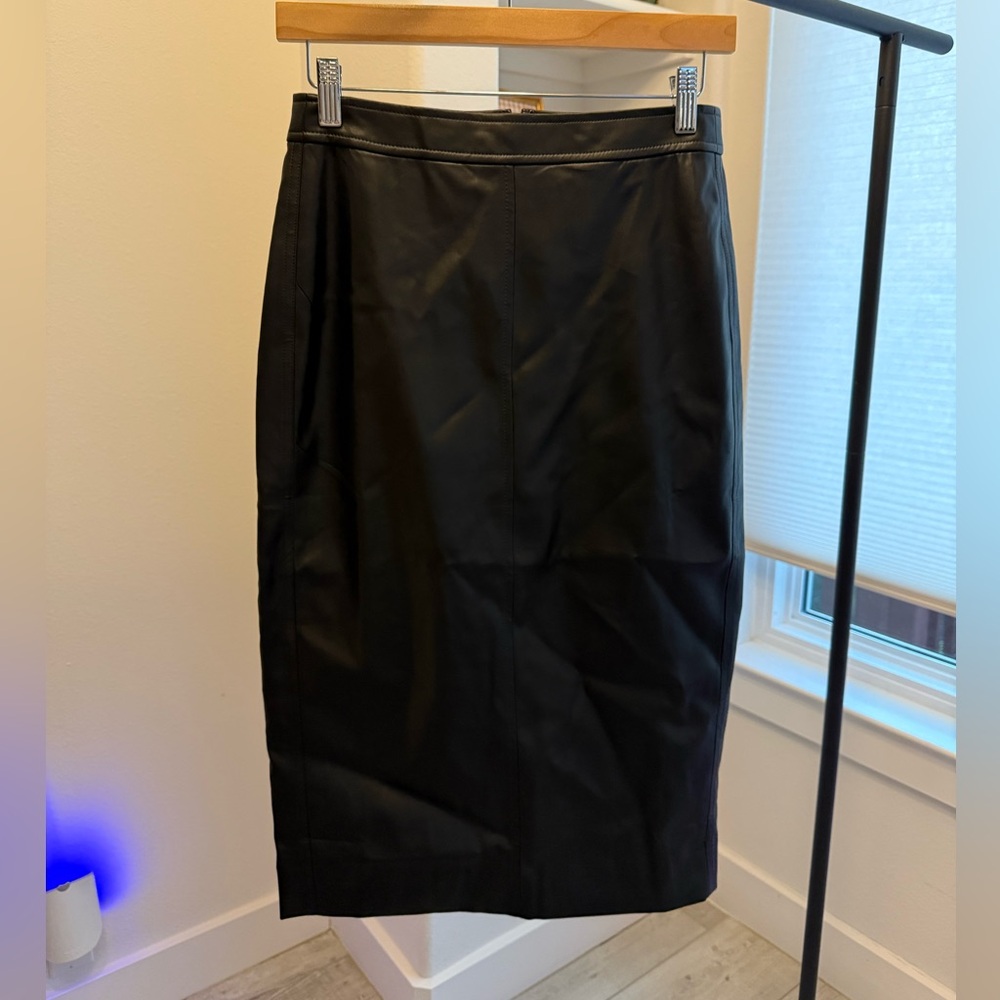 J. Crew Black Faux Leather Pencil Skirt
